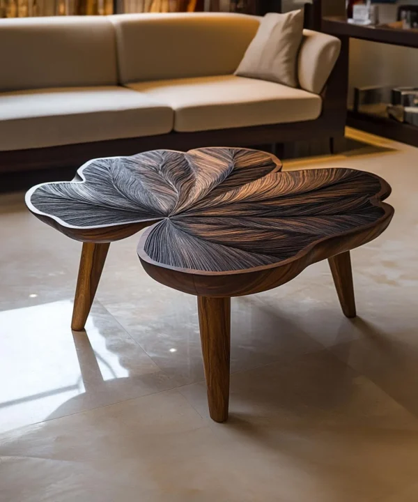 Square Live Edge Solid Wood Coffee Table With Epoxy Accent