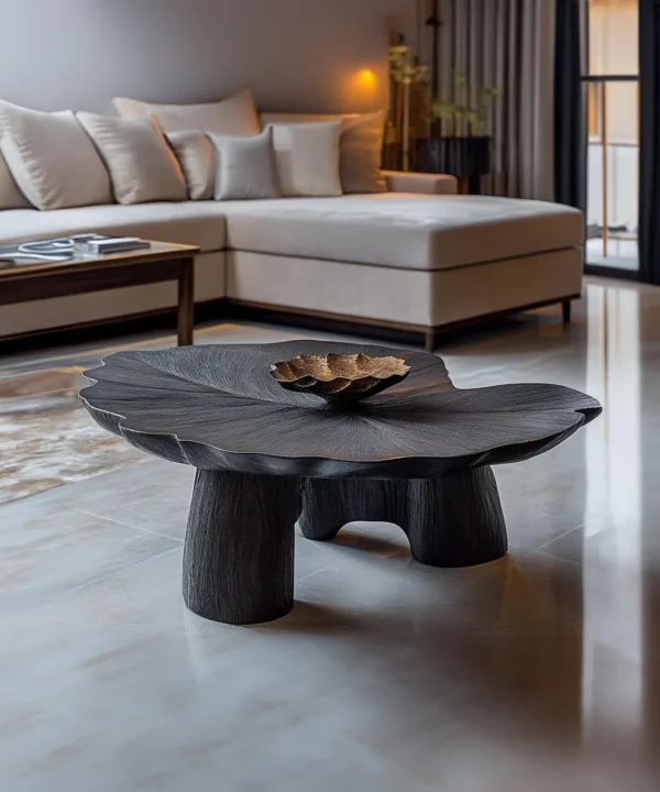 Oval Solid Wood Coffee Table With Contemporary Minimalist Base
