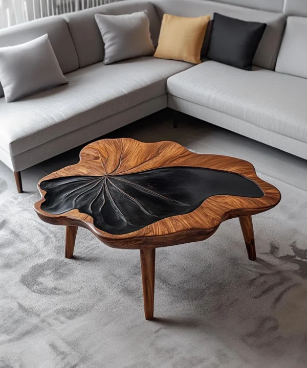 Rectangular Live Edge Tamarind Wood Coffee Table For Modern Living Rooms