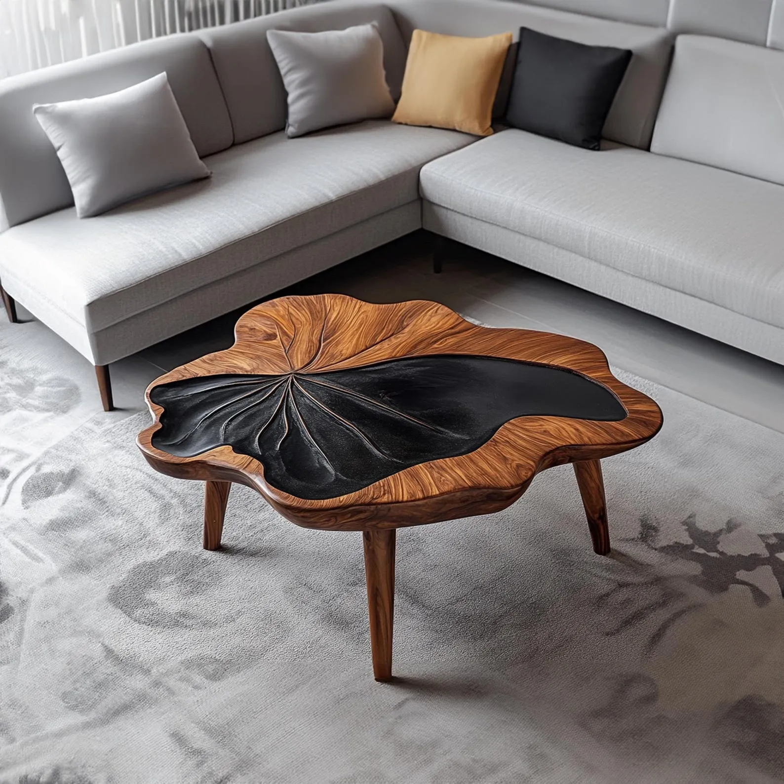 Rectangular Live Edge Tamarind Wood Coffee Table For Modern Living Rooms