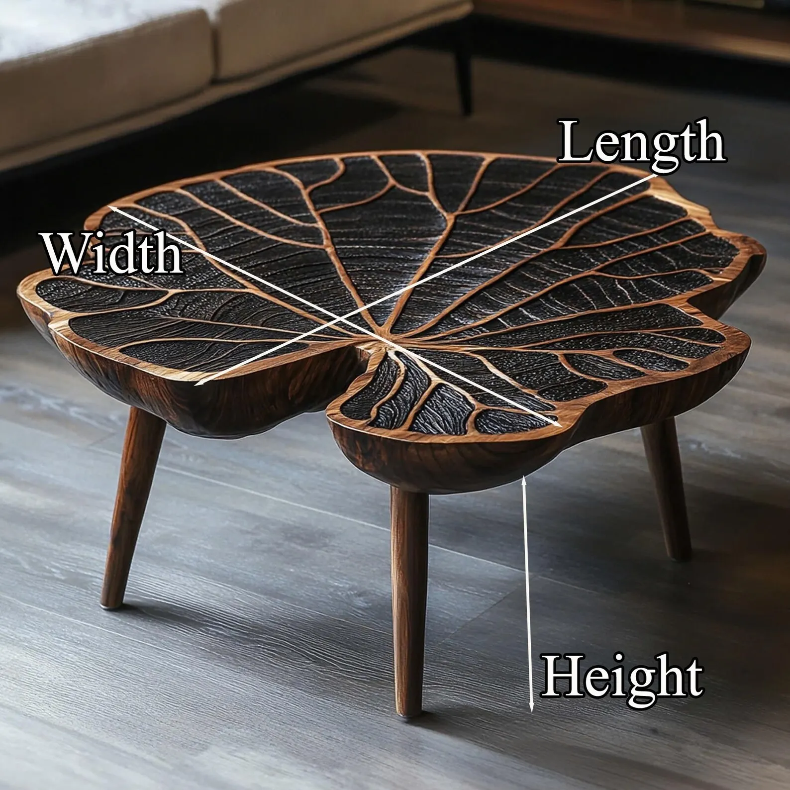 Extended Live Edge Tamarind Wood Coffee Table With Rustic Base - Image 4