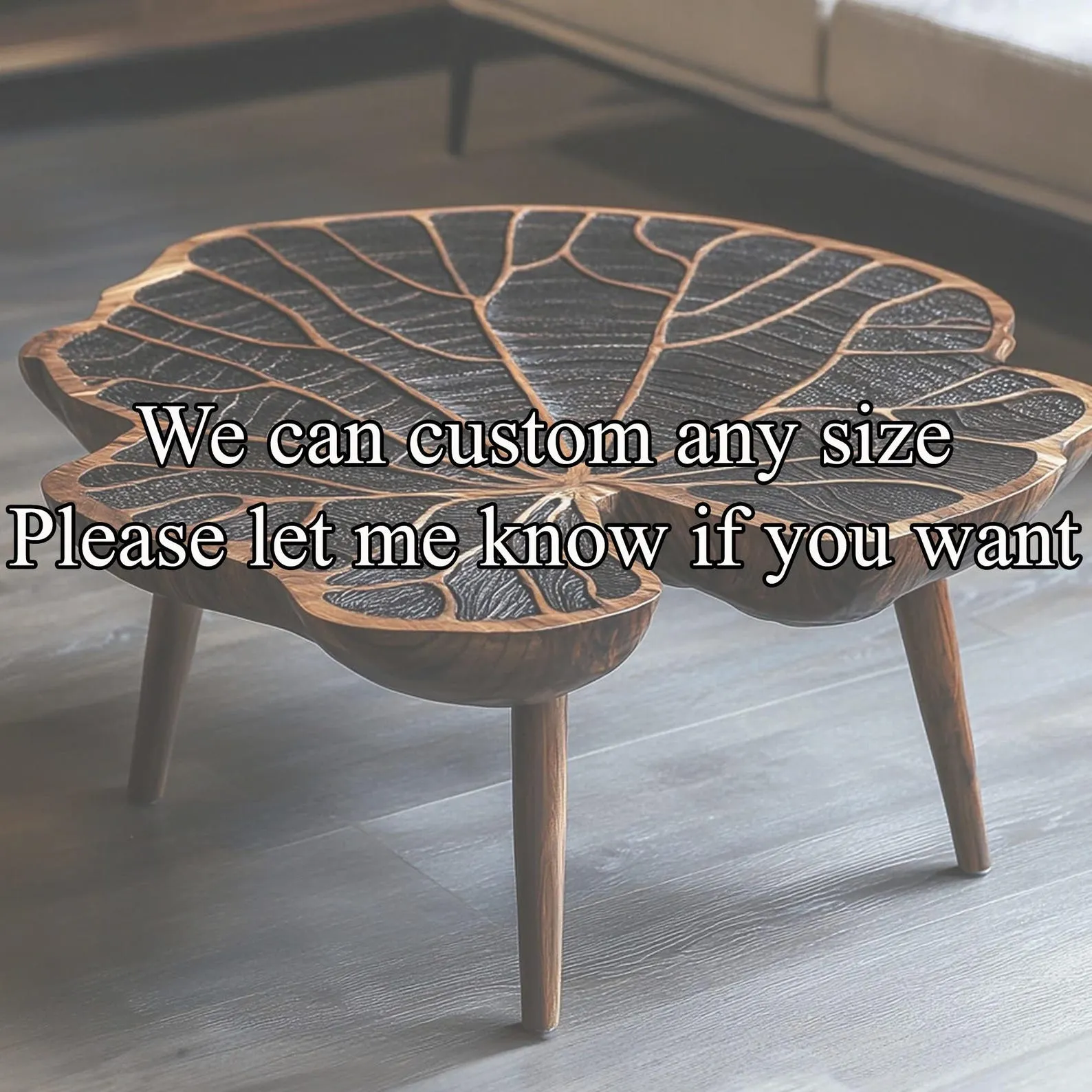 Extended Live Edge Tamarind Wood Coffee Table With Rustic Base - Image 5